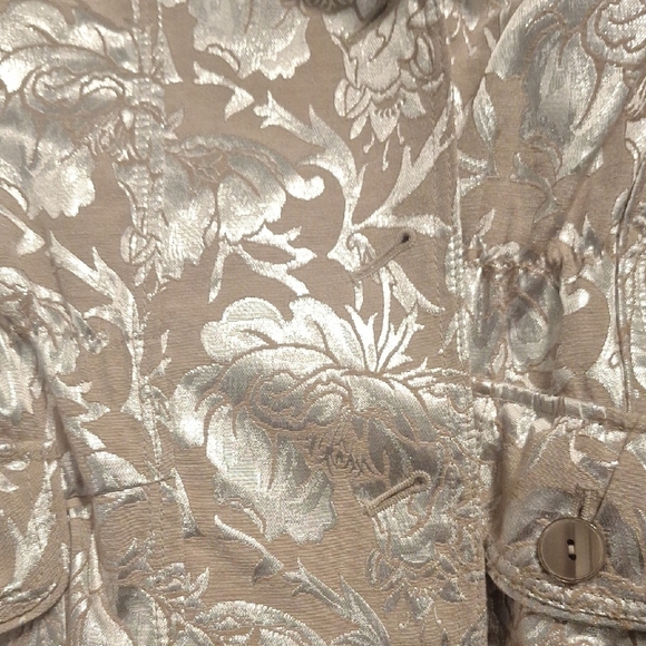 Chic Silver Floral Women's Trench Coat - Picture 14 of 14